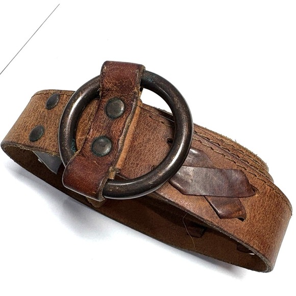 Vtg Banana Republic Womens Brown Leather Belt Large Western Boho 90s Indie Ranch - Picture 2 of 8